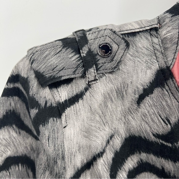 White House Black Market Jacket Womens Size 14 Black & Gray Zebra Print Moto NWT - Picture 5 of 16